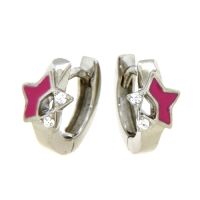 Scharniercreolen Silber 925 rhodiniert Stern Zirkonia