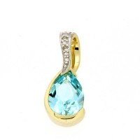 Anhänger 333 Gold Diamant Blautopas