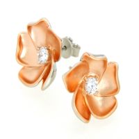 Ohrstecker Silber 925 rhodiniert & rosé vergoldet Blüte 
