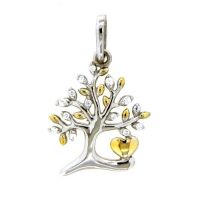 Anhänger Silber 925 rhodiniert & vergoldet Lebensbaum Zirkonia