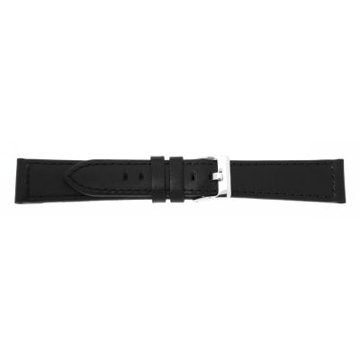 Uhrarmband Leder 20mm extralang (XL) schwarz Edelstahlschließe