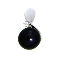 Anhänger Silber 925 rhodiniert schwarze Süßwasserperle Zirkonia