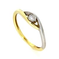 Ring Gold 585 bicolor Weite 60 Gelbgold/Weißgold zweiteilig Brillant 0,03 ct. WSI