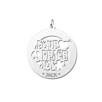 Names4ever Namensanhänger Silber 925 Love Peace Joy 60er Jahre mit Gravur