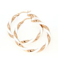 Creolen Silber 925 rosé vergoldet & Lack weiß