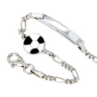 Identitäts-Armband Silber 925 rhodiniert 16-14 cm Fußball 