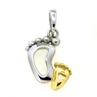 Anhänger Silber 925 rhodiniert und gelb vergoldet Fuß + Babyfuß