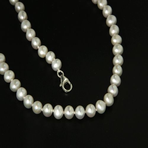Süßwasser-Perlenkette (6,5mm) 43 cm + 5 cm