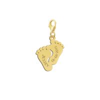 Names4ever Charm Gold 585 Baby Fuß mit Namen und Datum GNB32