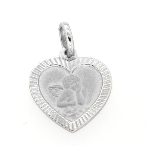 Anhänger Silber 925 rhodiniert Engel im Herz