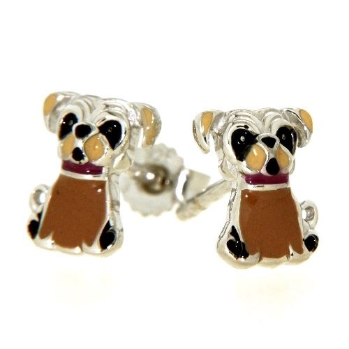 Ohrstecker Silber 925 rhodiniert Hund