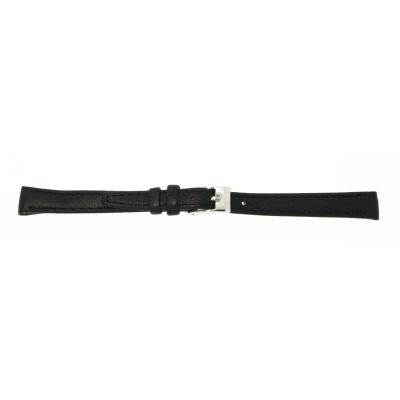 Uhrarmband Leder 8mm schwarz Clip Edelstahlschließe