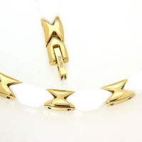 Kette Edelstahl IP gelb Keramik weiß 48 cm