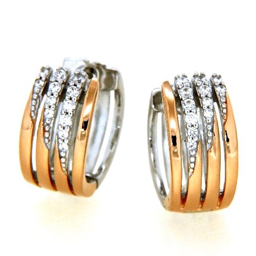 Scharniercreolen Silber 925 rhodiniert &amp; rosé vergoldet