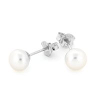 Ohrstecker Silber 925 rhodiniert Süßwasserperle 6,5-7mm