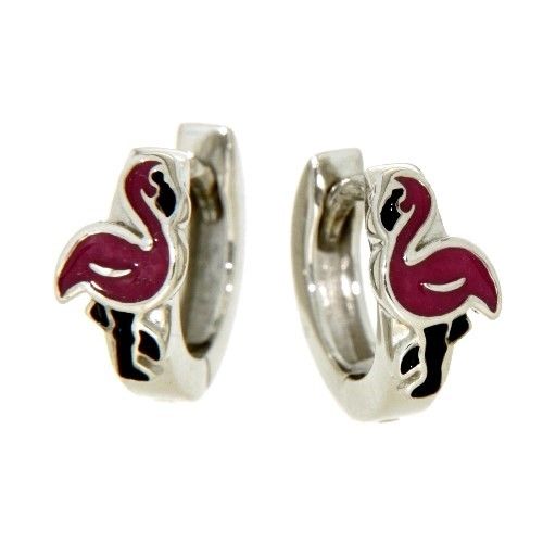 Scharniercreolen Silber 925 rhodiniert Flamingo