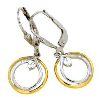 Ohrpendel Silber 925 rhodiniert bicolor Zirkonia