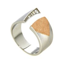 Ring Silber 925 rhodiniert und rosé vergoldet Weite 56Zirkonia