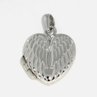 Anhänger Medaillon Silber 925 rhodiniert Flügel in Herzform 