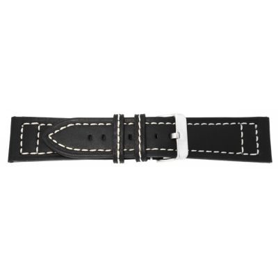 Uhrarmband Leder 22mm schwarz Edelstahlschließe