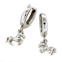 Scharniercreolen Silber 925 rhodiniert Pferd 