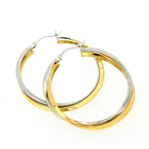 Creolen Silber 925 bicolor rhodiniert 35mm