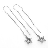 Ohrdurchzieher Silber 925 rhodiniert Stern 