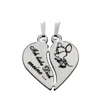Partneranhänger Silber 925 Herz mit Lasergravur