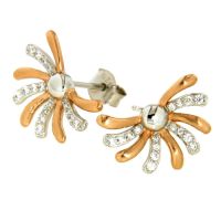 Ohrstecker Silber 925 rhodiniert und rosé vergoldet Zirkonia 