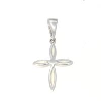 Kreuzanhänger Silber 925 rhodiniert Lack weiß