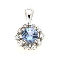 Anhänger Silber 925 rhodiniert Zirkonia und synthetisch blauer Spinell
