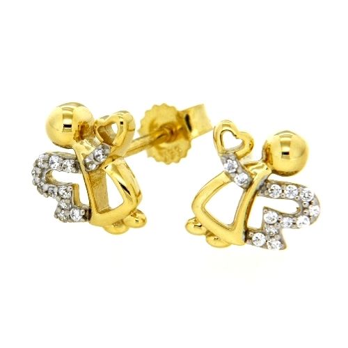 Ohrstecker Gold 333 Engel Zirkonia