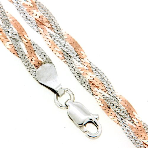 Kette Silber 925 rhodiniert &amp; rosé vergoldet 50 cm