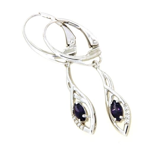 Ohrpendel Silber 925 rhodiniert Zirkonia und Zirkonia amethystfarben