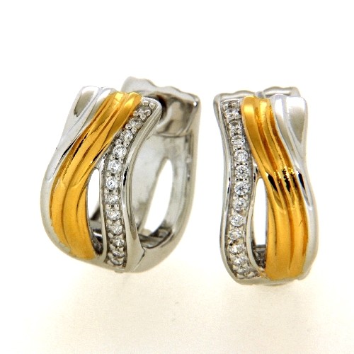 Scharniercreolen Silber 925 rhodiniert und vergoldet