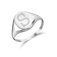 Names4ever Siegelring Silber 925 Damen oval mit einem Initial ZZR2005
