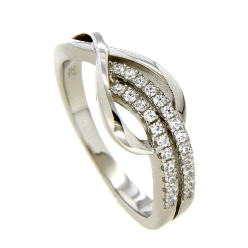 Ring Silber 925 rhodiniert Zirkonia Weite 60