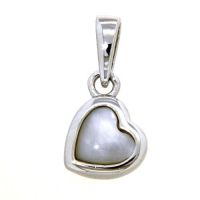 Herzanhänger Silber 925 rhodiniert Perlmutt