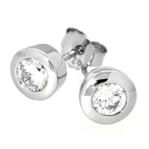 Ohrstecker Silber 925 rhodiniert Zirkonia 7,5mm
