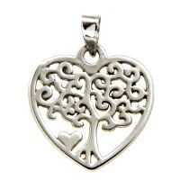 Herzanhänger Silber 925 rhodiniert Lebensbaum 