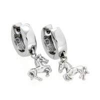 Scharniercreolen Silber 925 rhodiniert Pferd 