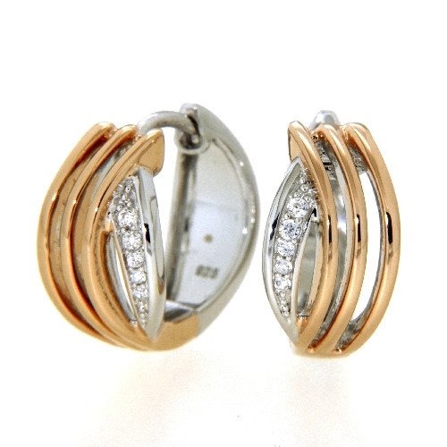 Scharniercreolen Silber 925 rhodiniert und rosé vergoldet