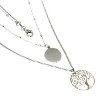 Kette Silber 925 rhodiniert 42 cm + 3 cm Lebensbaum 