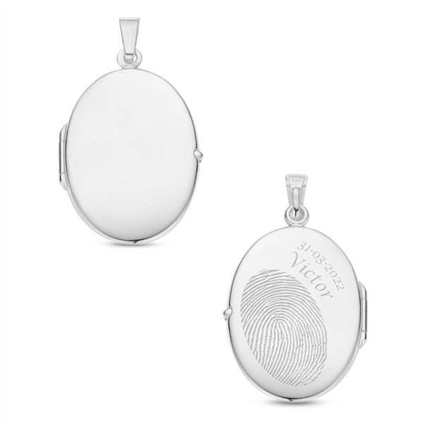 Names4ever Medaillon Silber 925 oval mit Gravur und Fingerabdruck